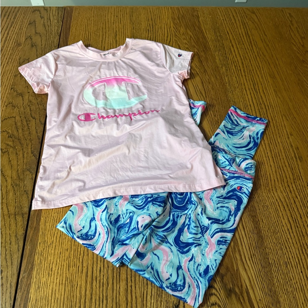 Champion Kids shirt and leggings - Pink and Blue